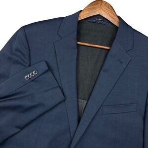 Joseph Abboud Mens Navy Blue Wool Blend 2 Button Blazer Sport Coat 42L Summer
